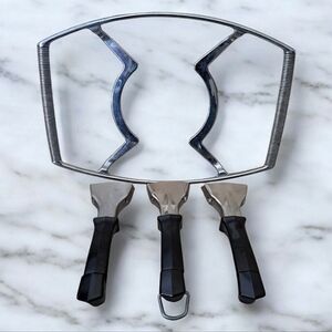 Vintage Corningware 3 Detachable Handle & Metal Serving Rack Cradle